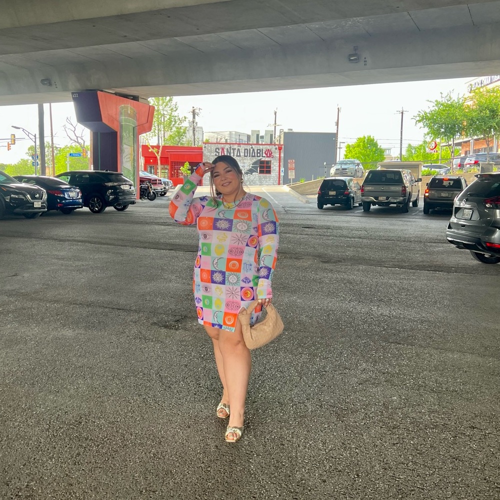 AFRM Colorful Tarot Graphic Long Sleeve Dress